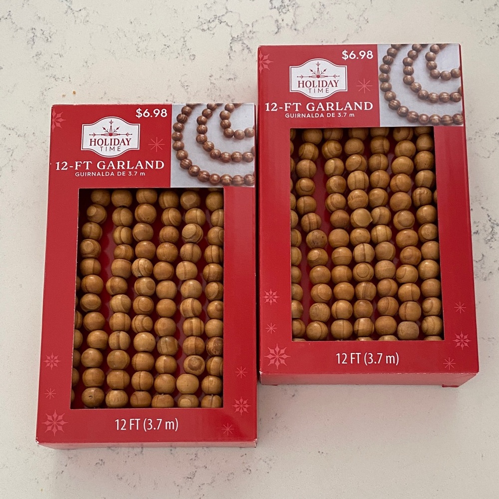 Holiday Time Wooden Bead Garland